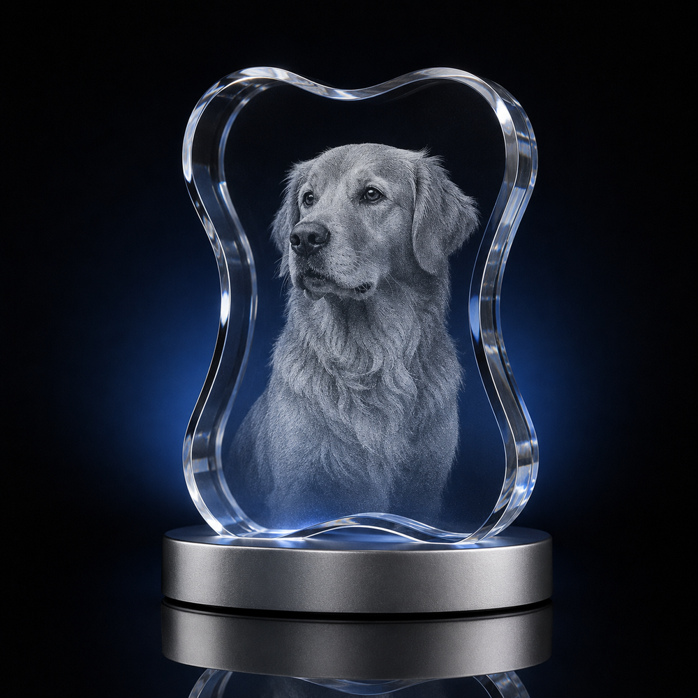 Large Dog Bone Crystal Keepsake