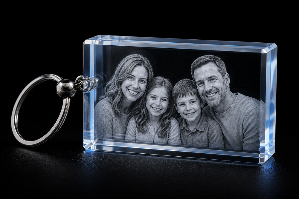 Crystal Keychain Keepsake (3D Engraved Photo)